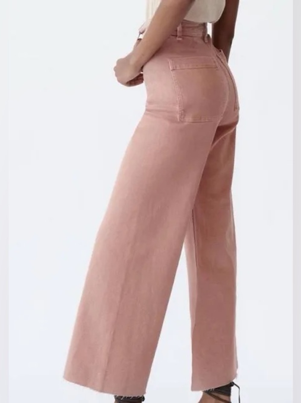 Brand New w Tags! ZARA High Rise Wide-Leg Marine Rose Jeans Size 38 - Picture 4 of 4